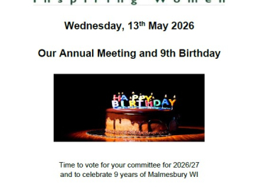 Malmesbury WI - May Meeting - Annual Meeting & 9th Birthday